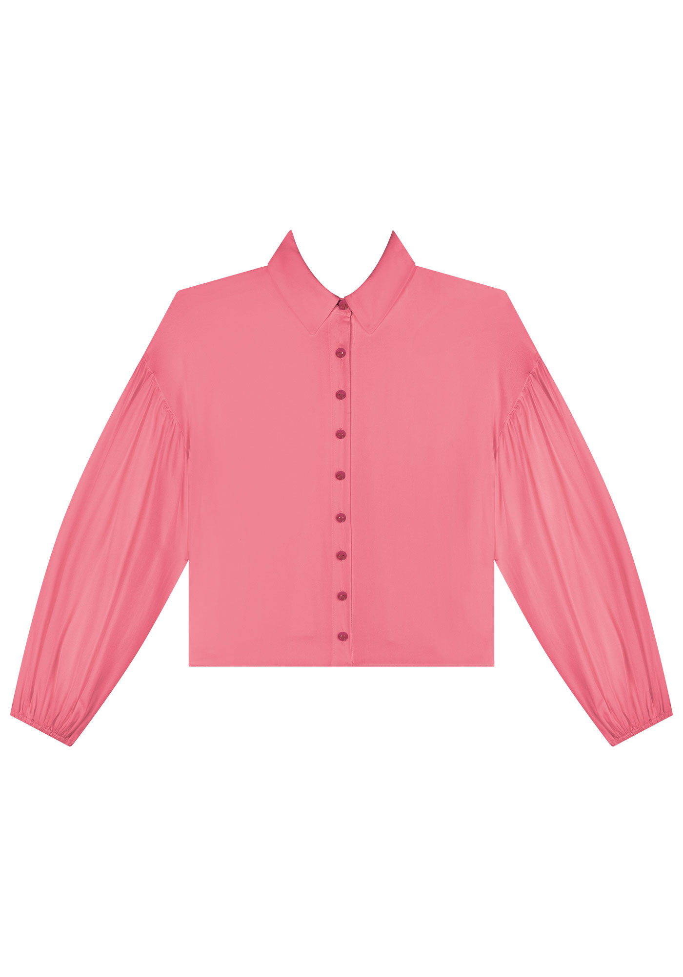 Camisa em Viscose com Manga Longa Bufante, , large.