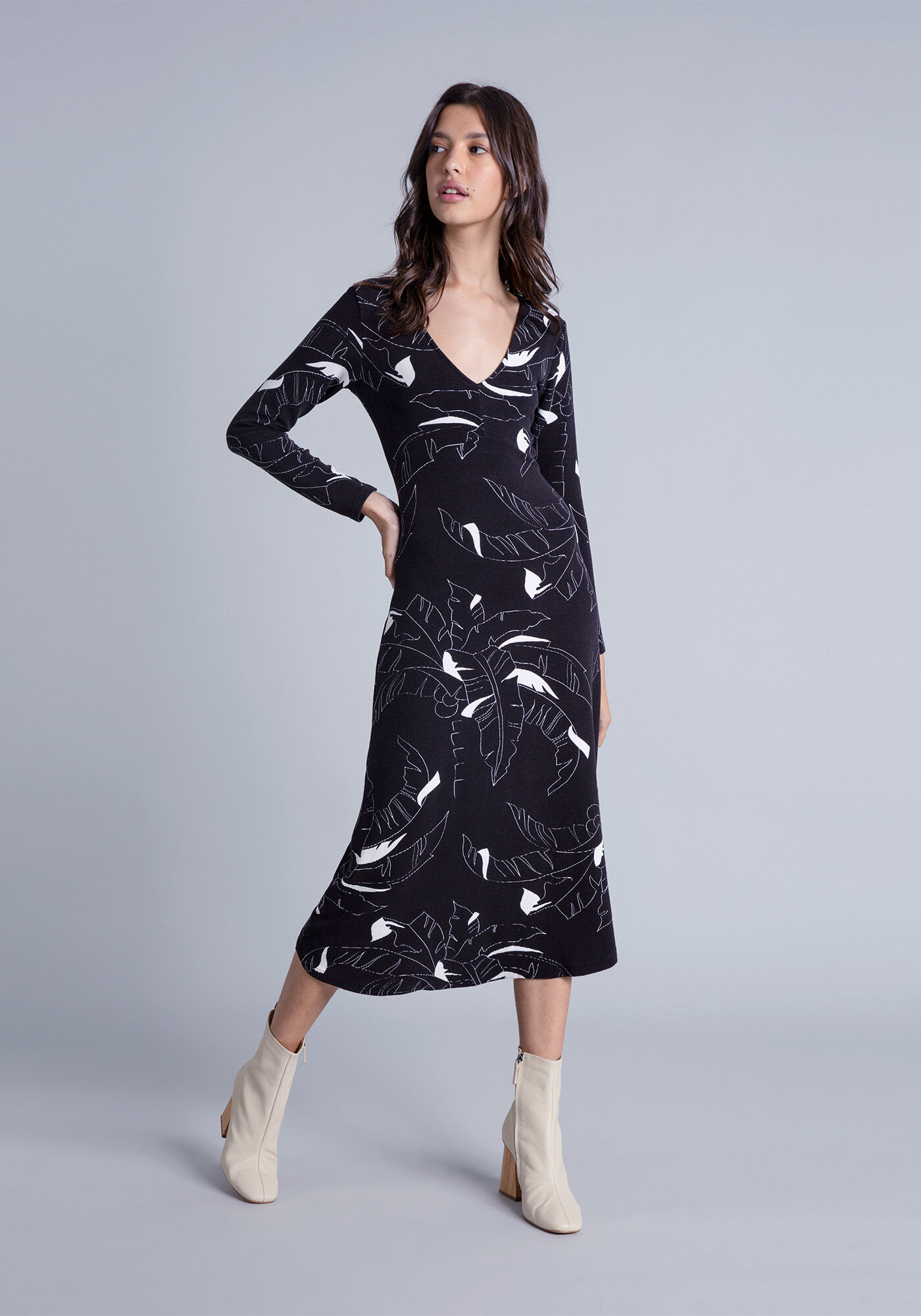 Vestido Manga Longa M&iacute;di Estampa, , large.