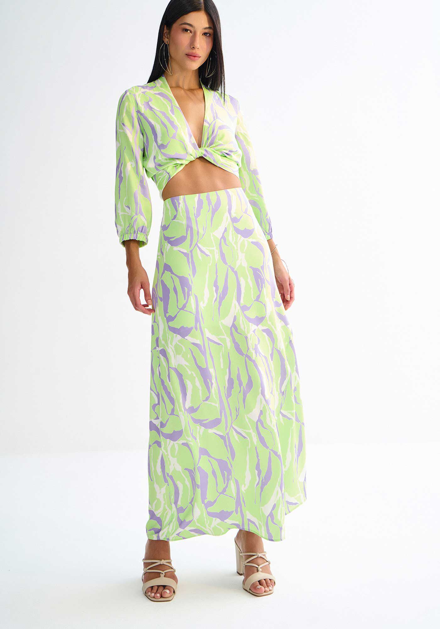 Saia Longa em Tecido Istambul com Cintura Alta, , large.