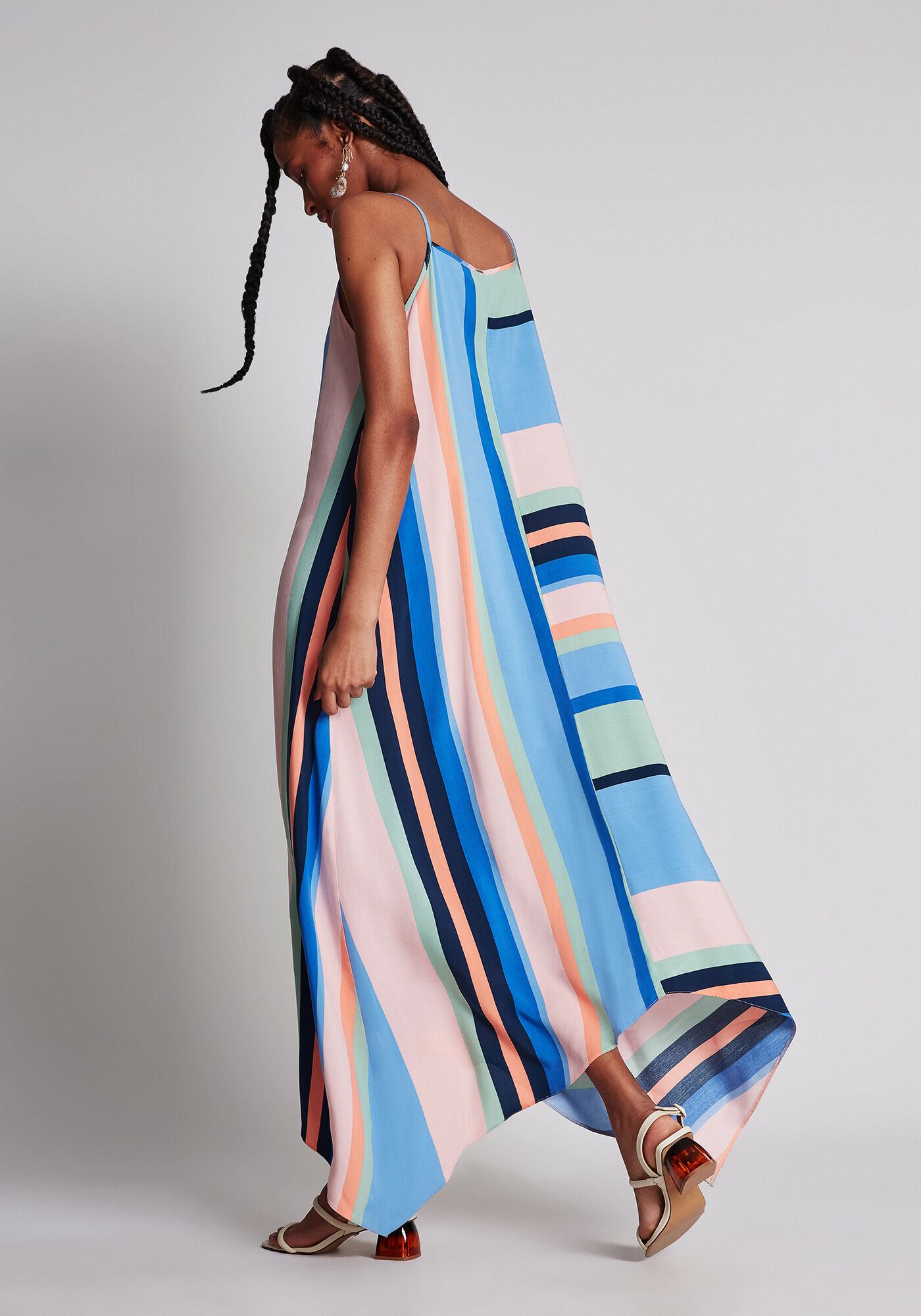 Vestido M&iacute;di Assim&eacute;trico Cinto, , large.