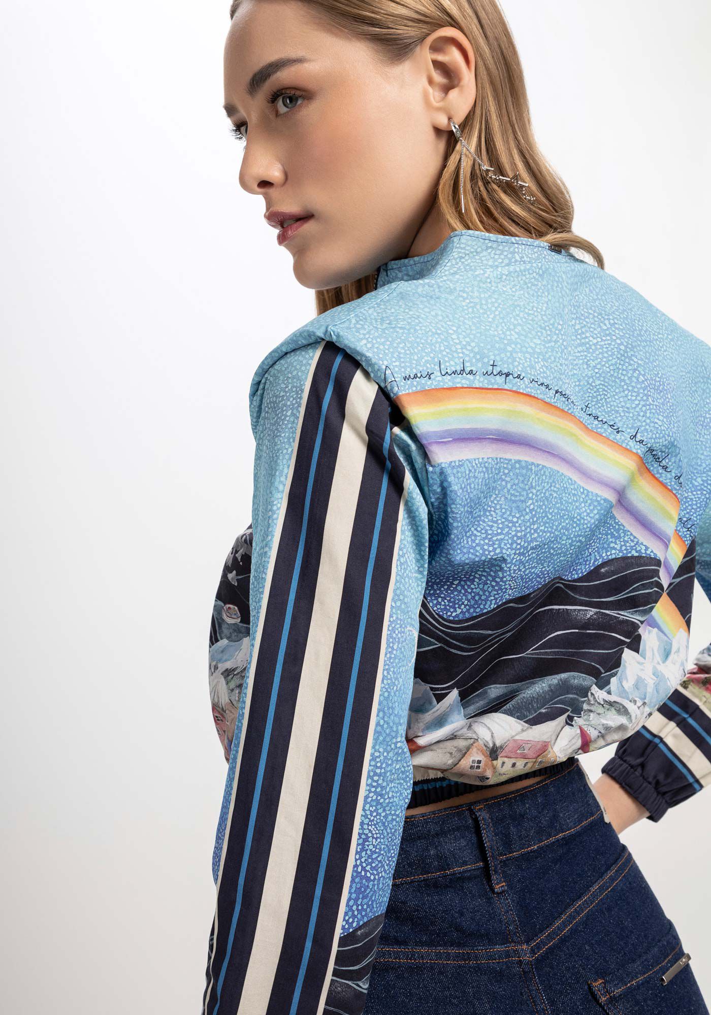 Jaqueta Estampada em Tricoline com Ombreiras, UTOPIA, large.