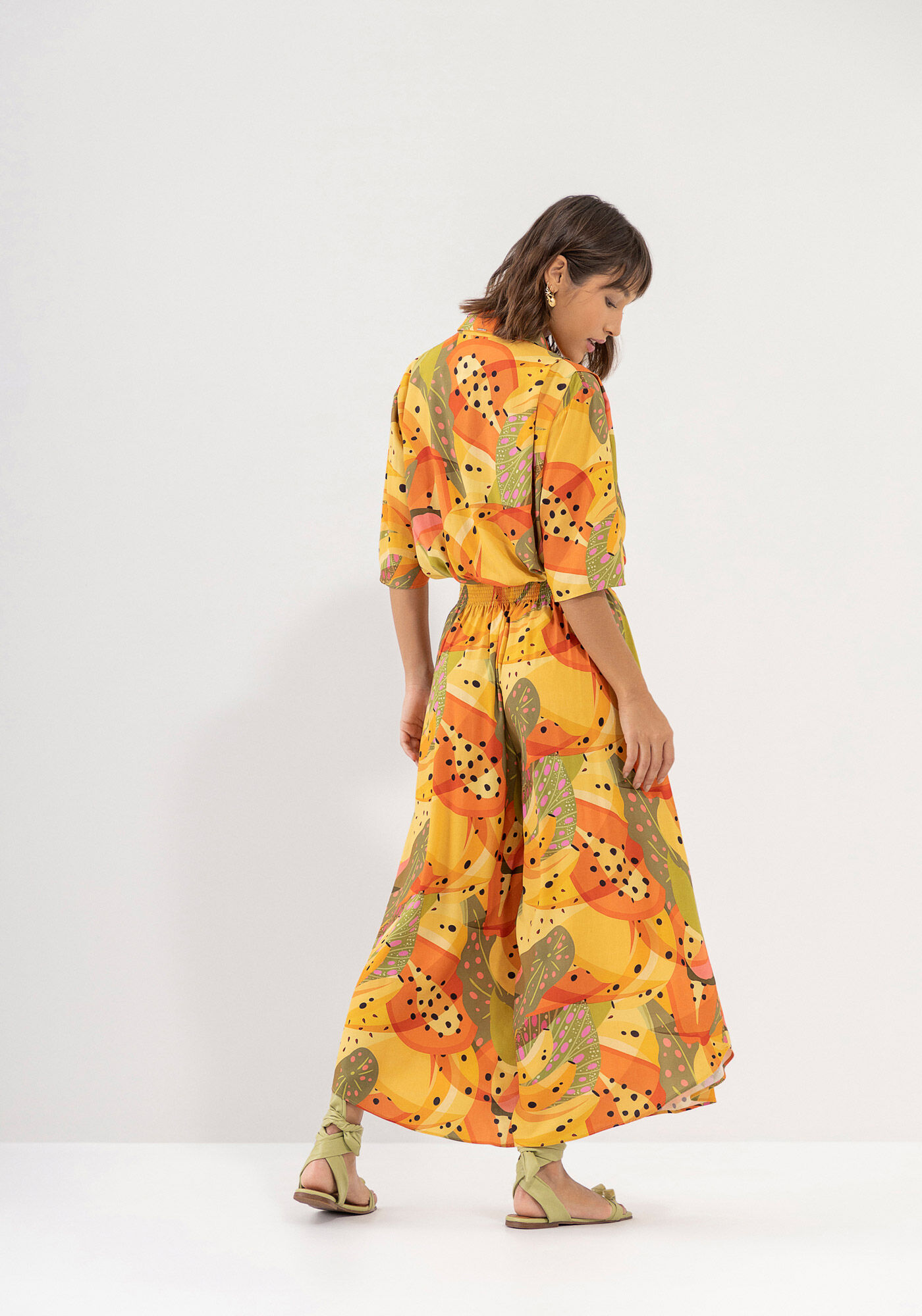 Camisa Cropped Estampada com El&aacute;stico Barra, , large.