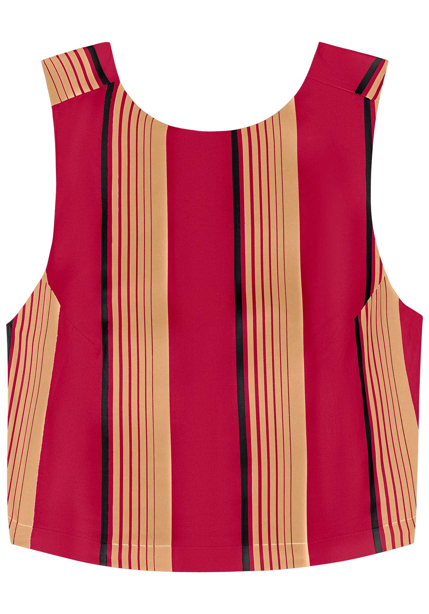 Blusa Curta Estampada Em Algod&atilde;o Com Decote Posterior, , large.