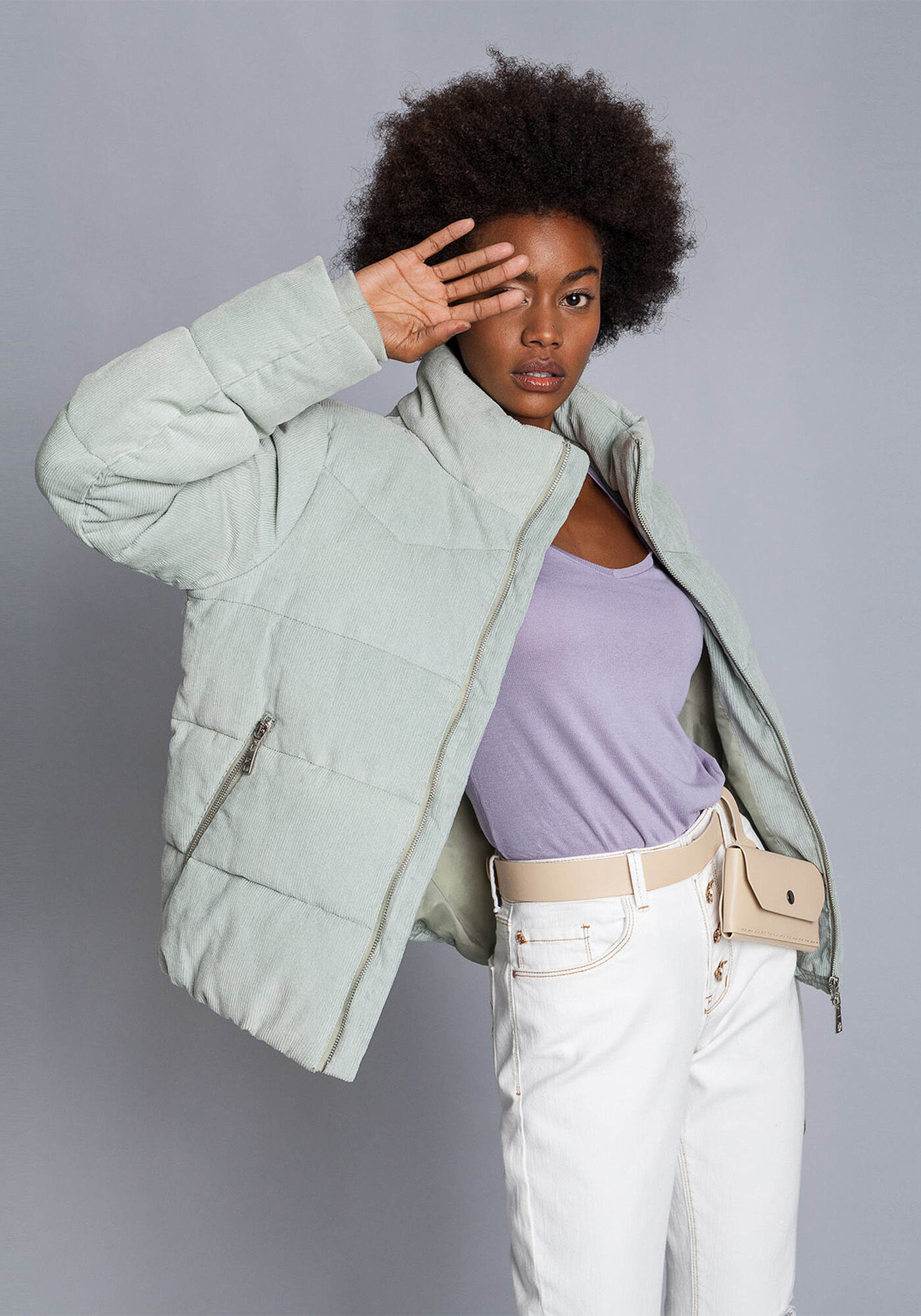 Jaqueta puff gola alta, , large.