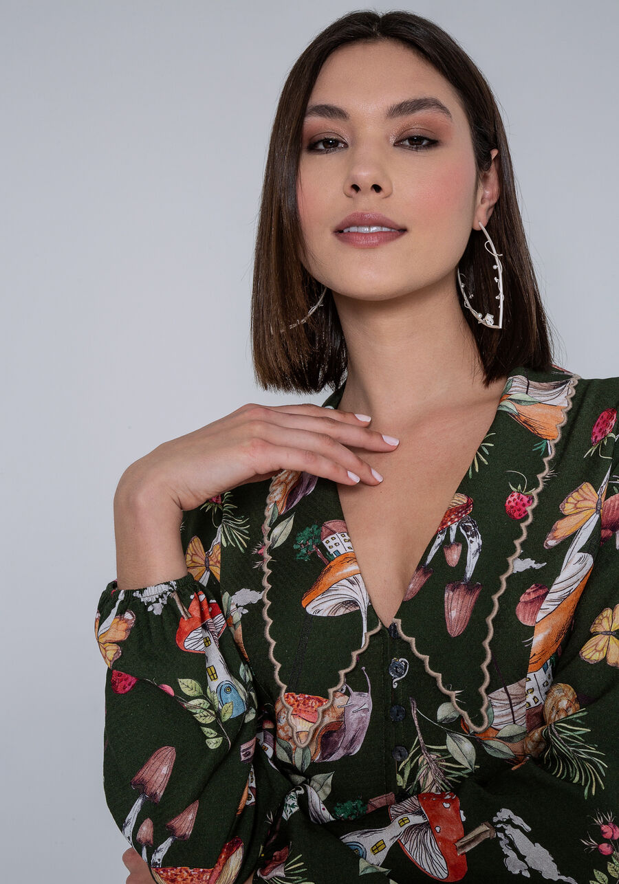 Blusa Manga Longa em Viscose com Bordado Gola, . Blusa Manga Longa em Viscose com Bordado Gola, , large.