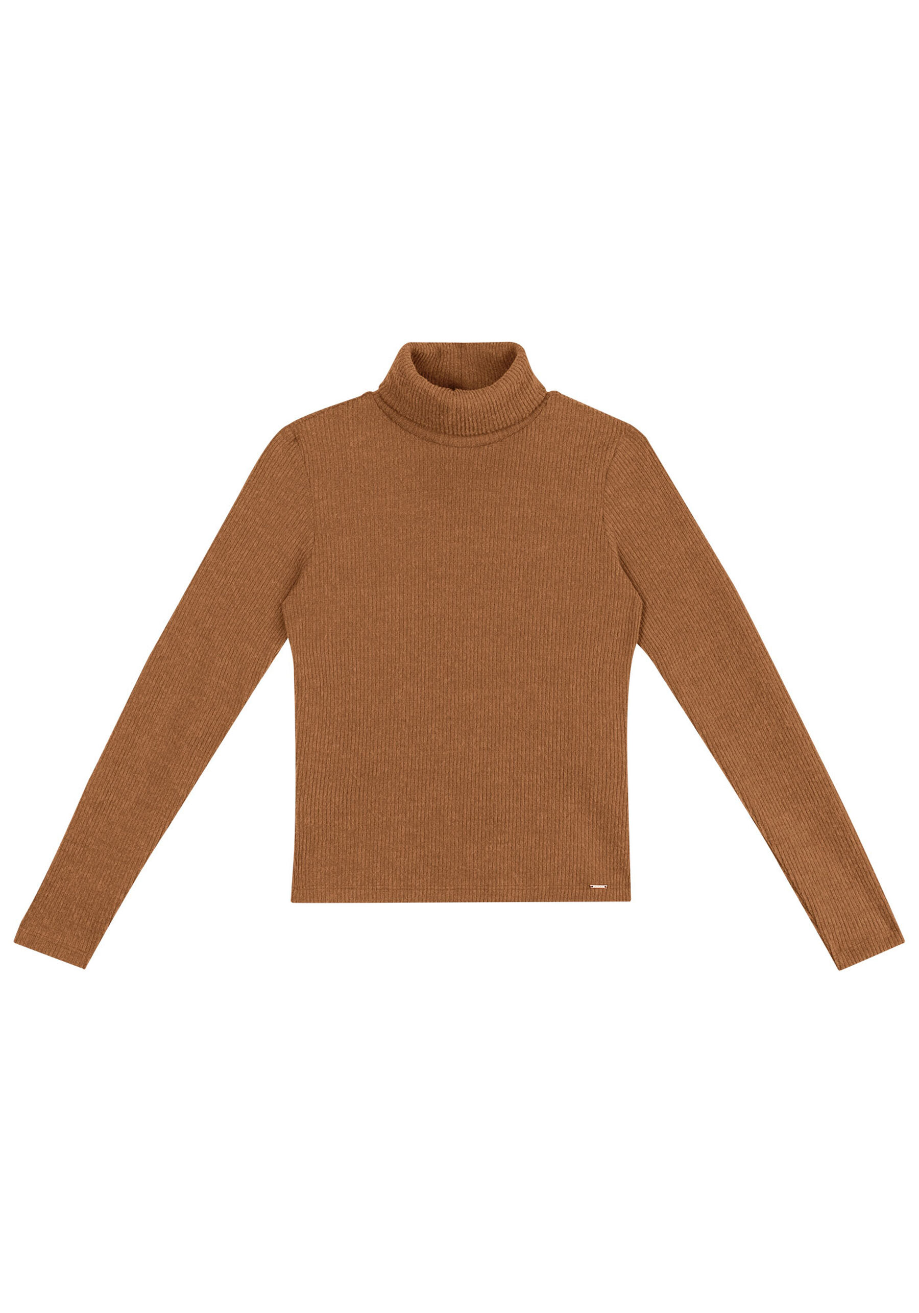 Blusa Manga Longa Canelada com Gola Alta, . Blusa Manga Longa Canelada com Gola Alta, , large.