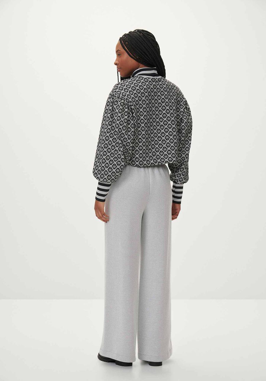 Blusão Manga Bufante Estampado com Gola Alta, . Blusão Manga Bufante Estampado com Gola Alta, , large.