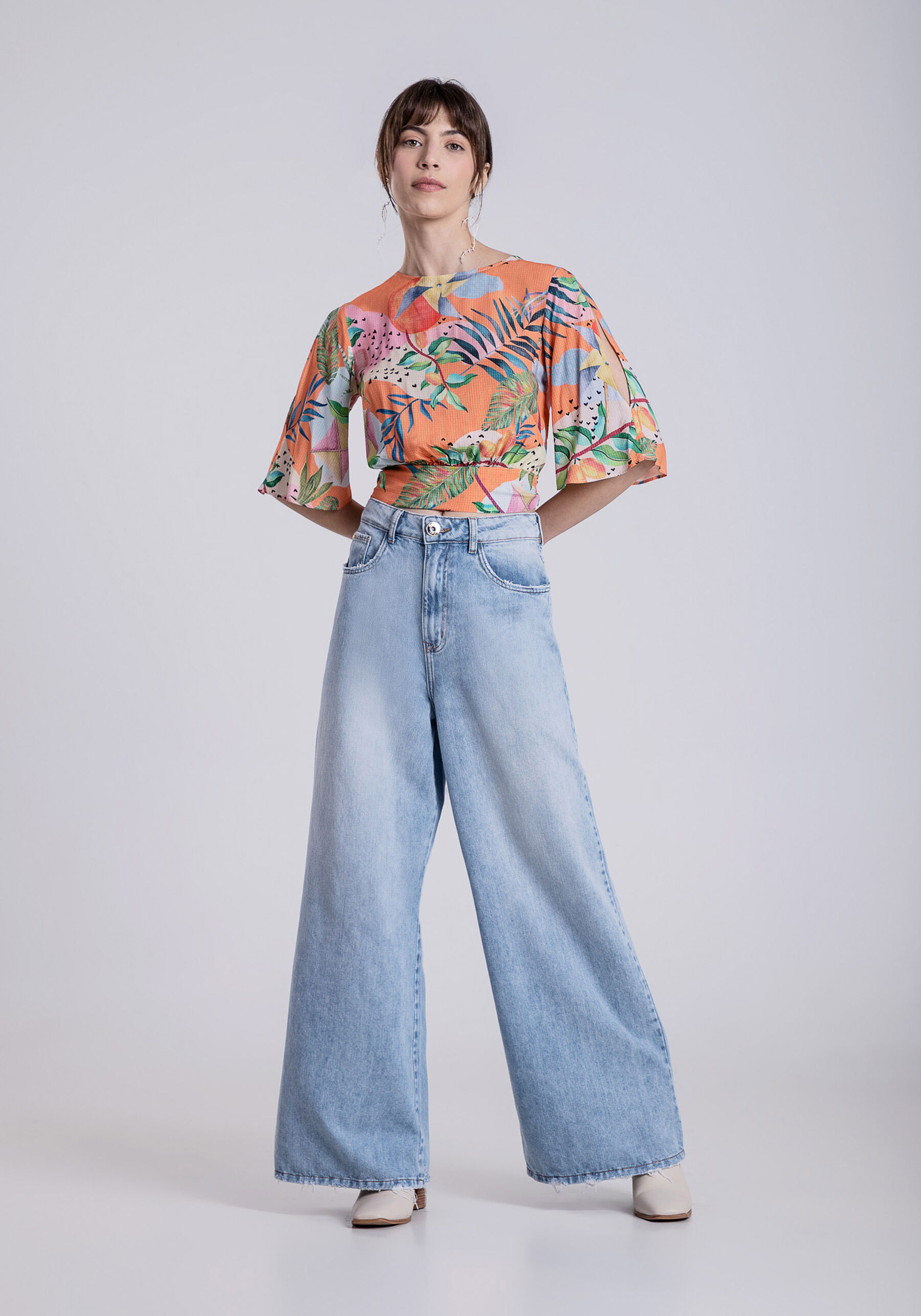 Blusa Manga 3/4 em Viscose com Laço Costas, LUDICA. Blusa Manga 3/4 em Viscose com Laço Costas, LUDICA, large.