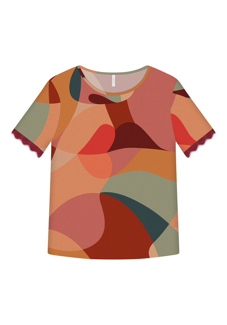 Blusa Detalhe Mangas Estampada, FACES. Blusa Detalhe Mangas Estampada, FACES, large.