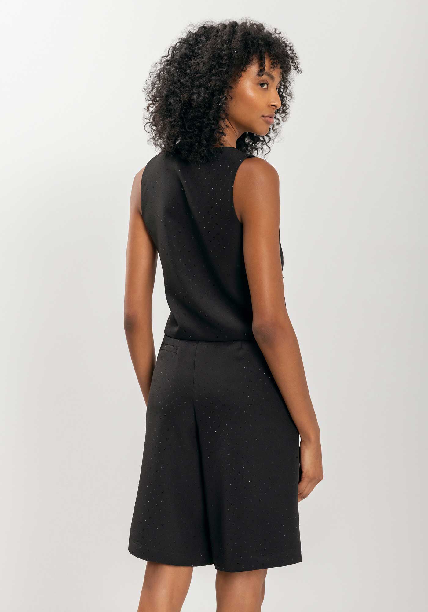 Colete Curto Com La&ccedil;os E Aplica&ccedil;&otilde;es De Strass, PRETO, large.