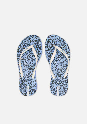 Chinelo Feminino Estampado Com Tiras Finas, ARATU AZUL. Chinelo Feminino Estampado Com Tiras Finas, ARATU AZUL, large.