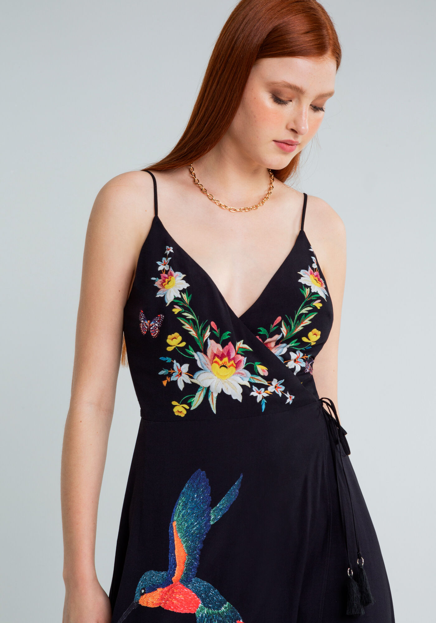 Vestido M&iacute;di Transpassado Estampa, NOSTALGIA, large.