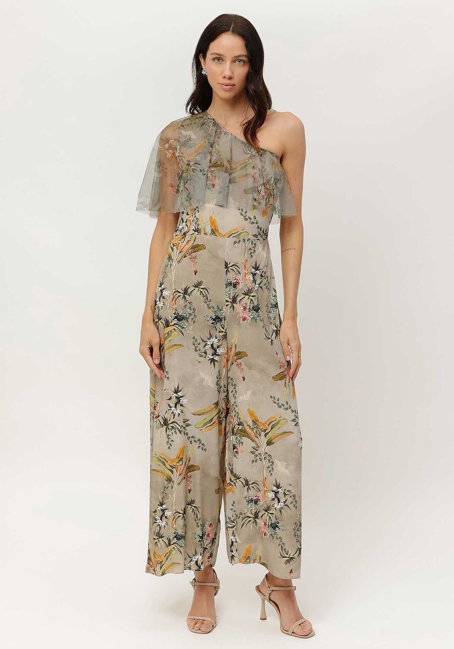 Macacão Midi Ombro Só Estampado com Tule, RETRATO. Macacão Midi Ombro Só Estampado com Tule, RETRATO, large.