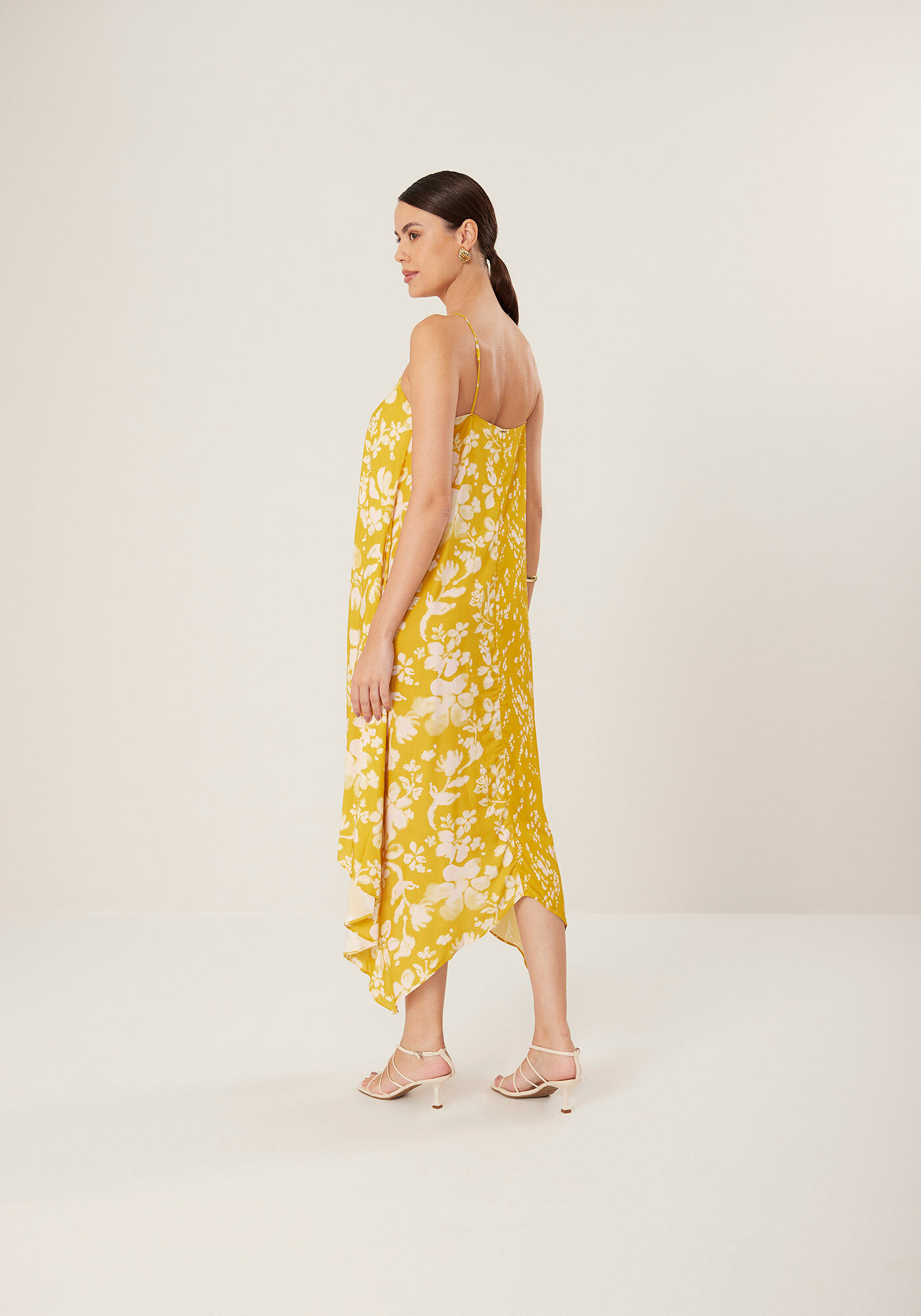 Vestido Midi De Al&ccedil;as Estampado Com Modelagem Assim&eacute;trica, , large.