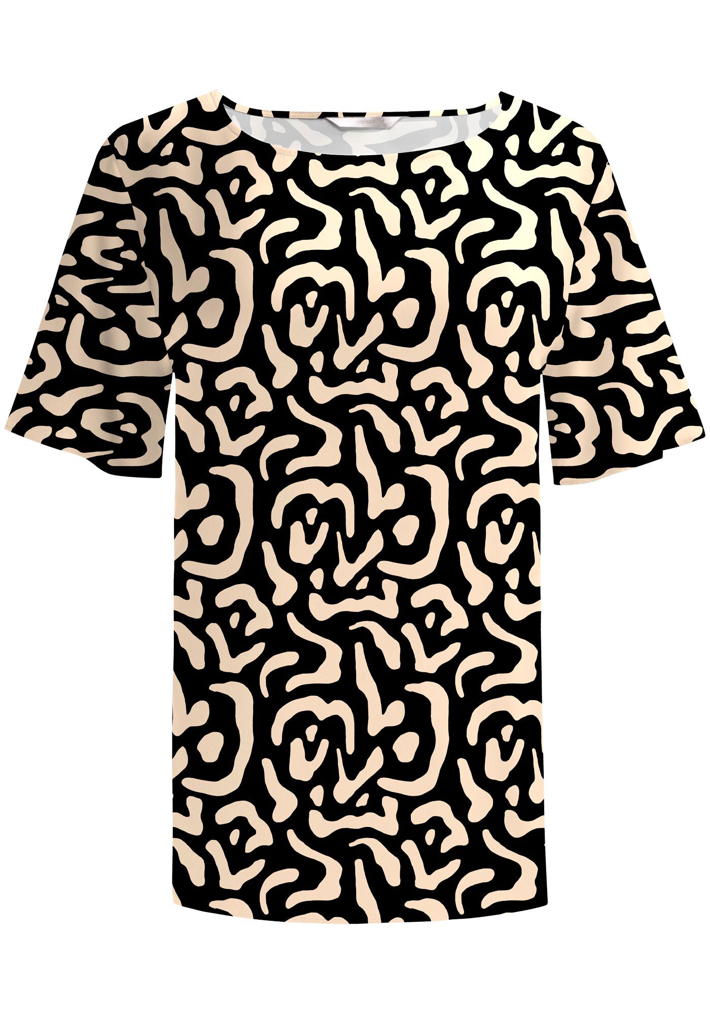 Blusa Manga Curta Ampla em Viscose Estampada, , large.