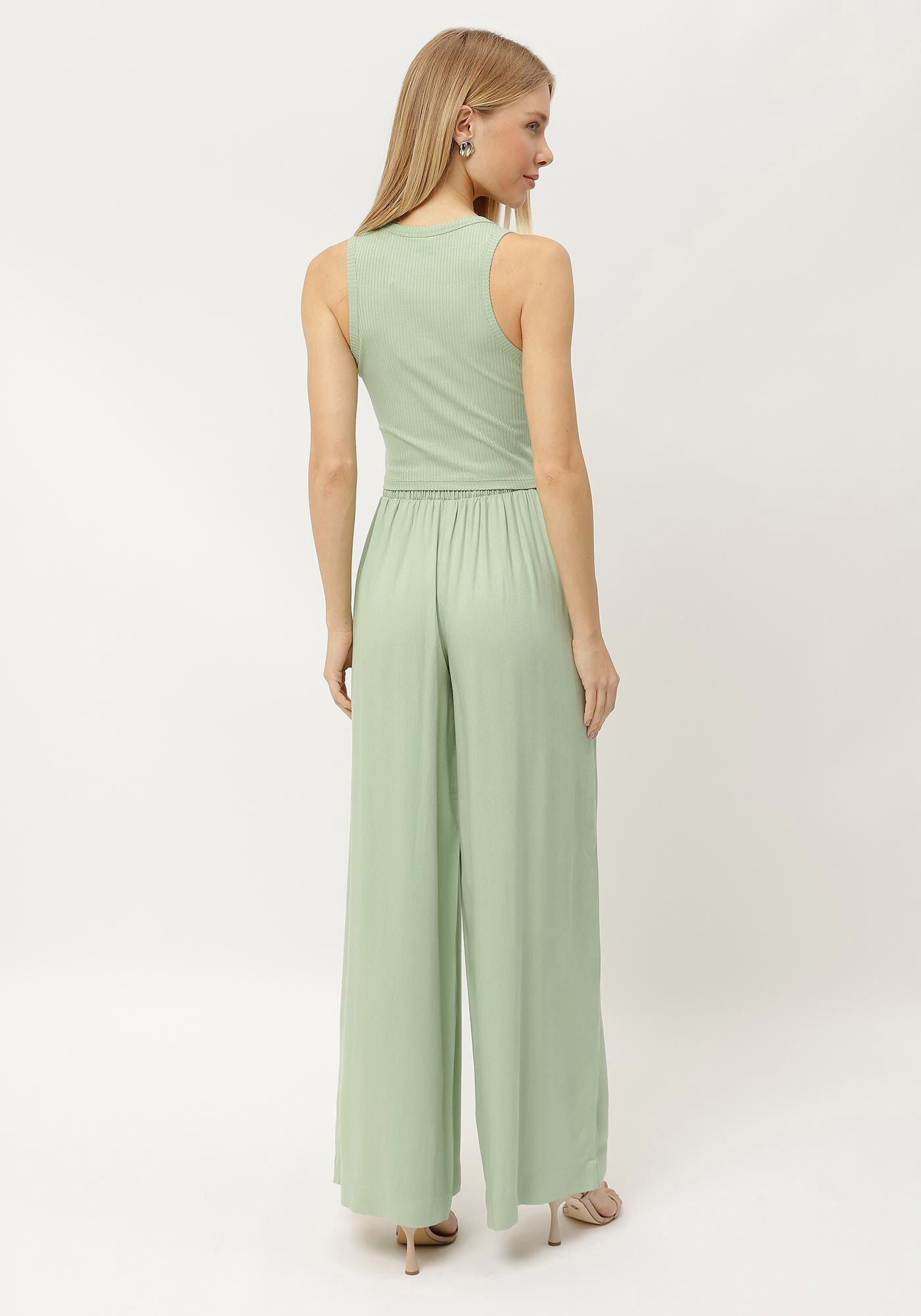 Cal&ccedil;a Pantalona em Crepe com Detalhe C&oacute;s, , large.