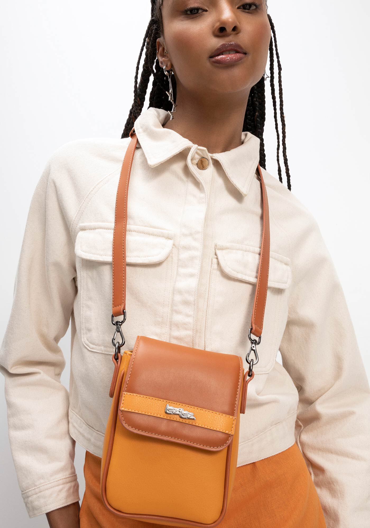 Shoulder Bag com Detalhe, LARANJA CAJA, large.