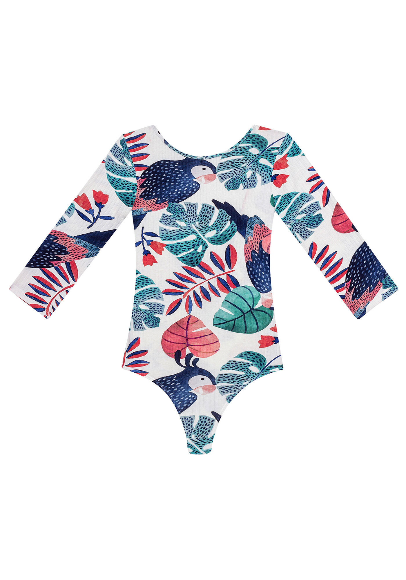 Body Malha Canelado Wave Manga 3/4, , large.