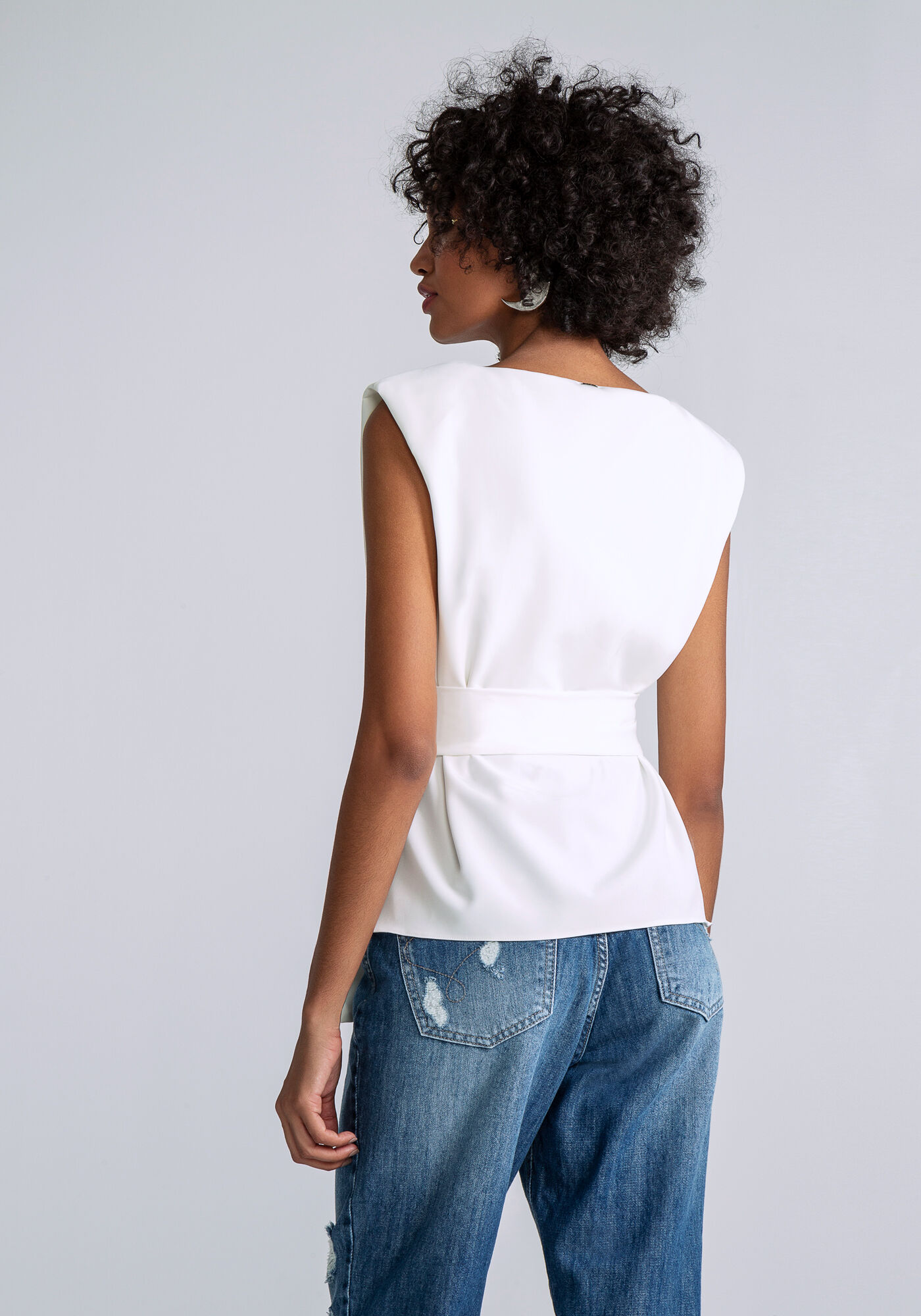 Blusa Estruturada com Cinto, , large.