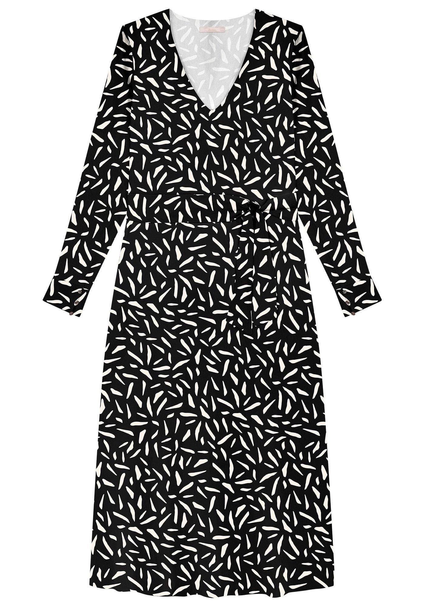 Vestido Midi Manga Longa Estampado com Cinto, , large.