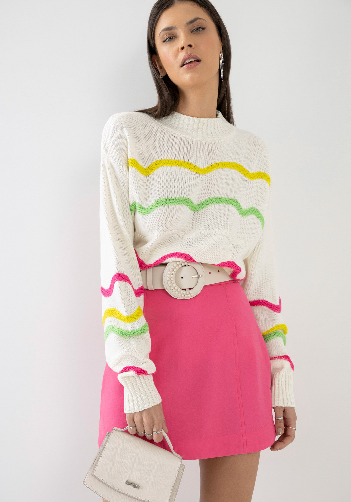 Saia Curta Minimal com Cintura Alta, , large.