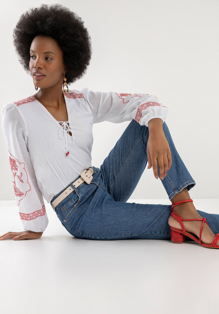 Calça Jeans Mom Sustentável com Elastano, JEANS. Calça Jeans Mom Sustentável com Elastano, JEANS, large.