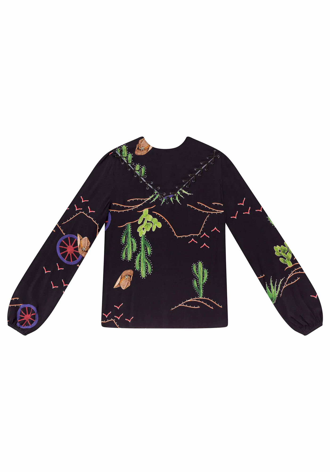 Blusa Manga Longa Estampada Tecido, , large.