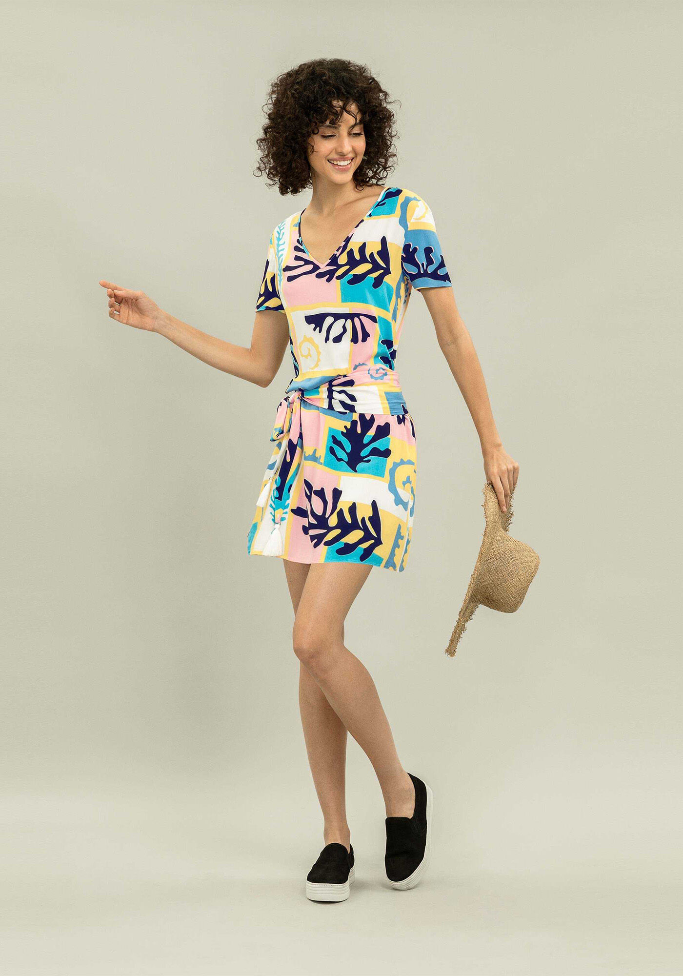 Vestido com Cinto Estampa Coogee, , large.