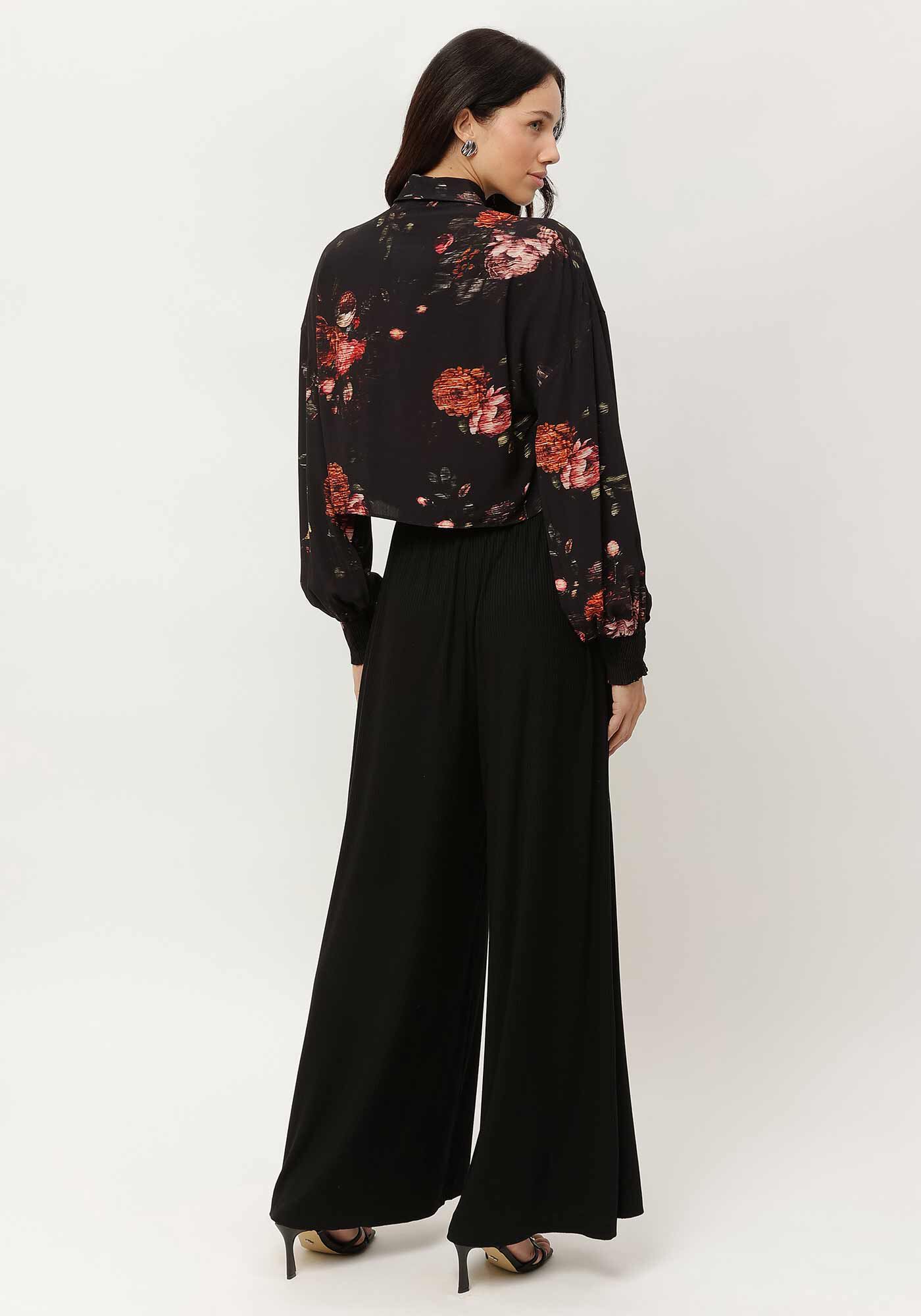 Camisa Cropped Manga Longa Estampada, , large.