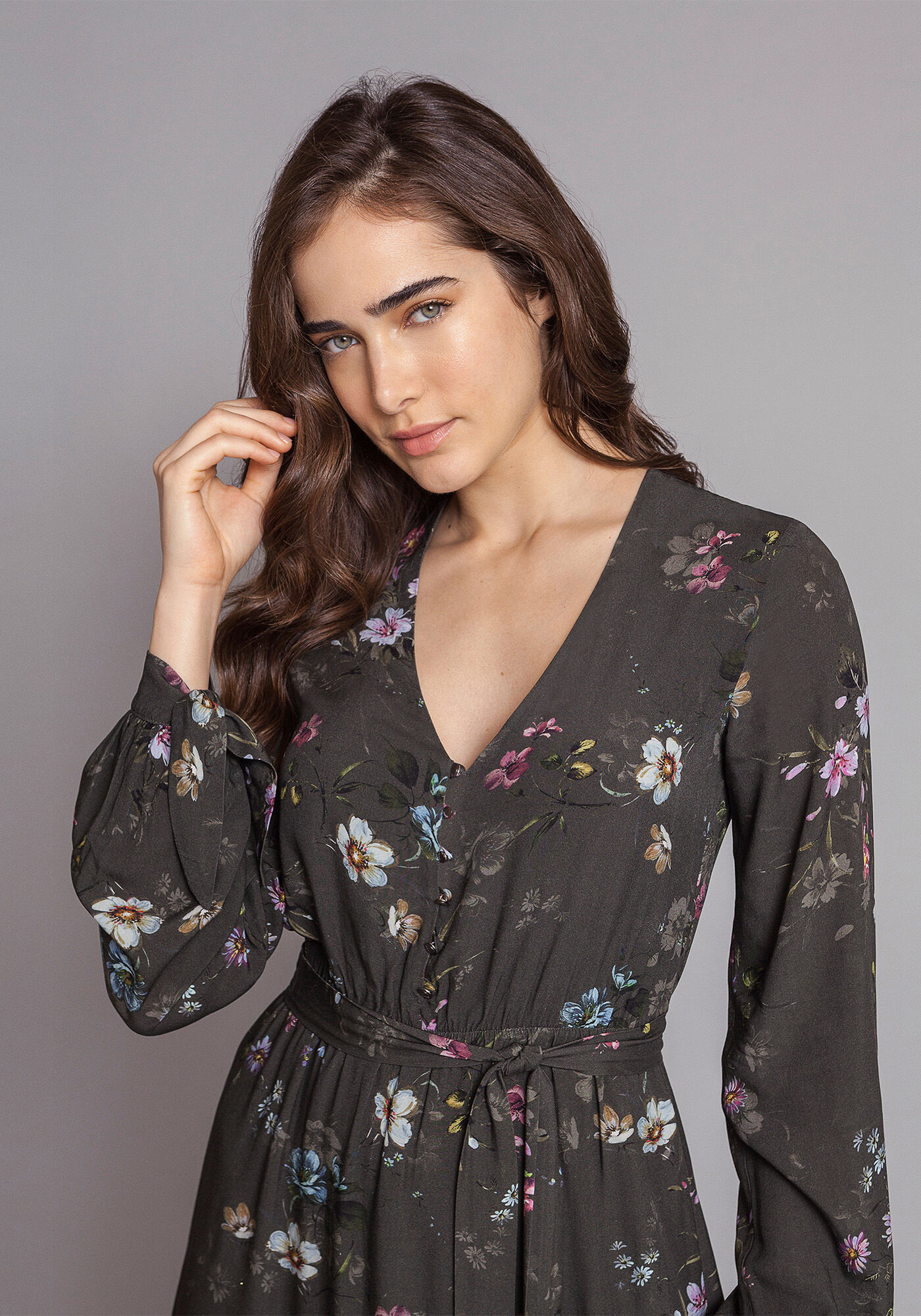 Vestido Longo com Cinto Estampa, , large.