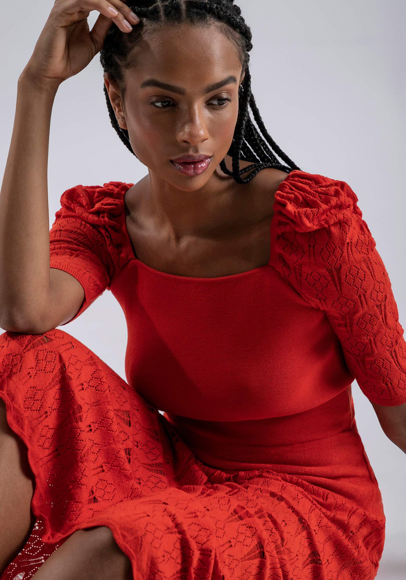 Saia Midi Tric&ocirc; com Detalhes Vazados, , large.