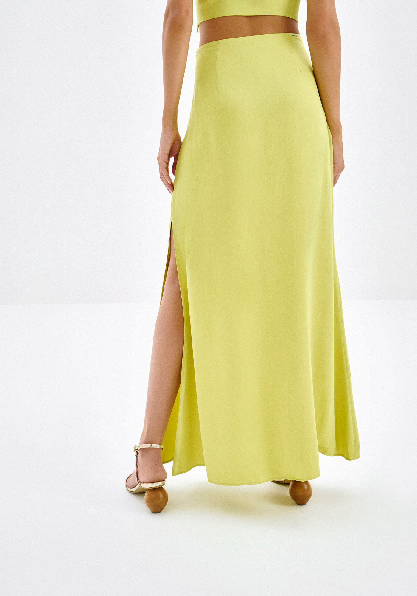 Saia Longa Reta Slim com Fenda, VERDE PING, large.