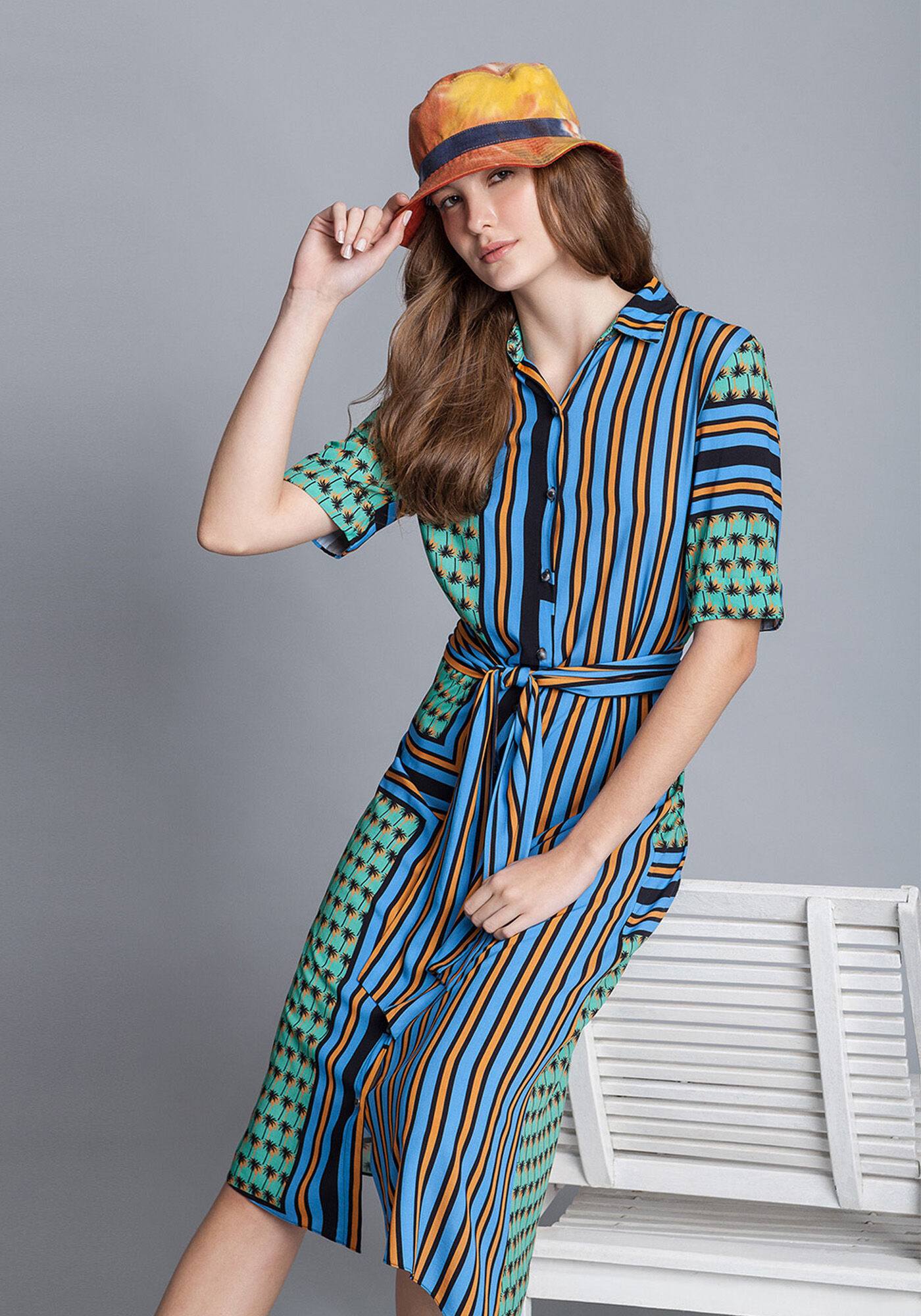 Vestido Chemise M&iacute;di Faixa, , large.