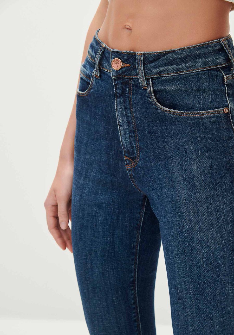 Calça Jeans Skinny Escura com Cintura Alta, JEANS, large.