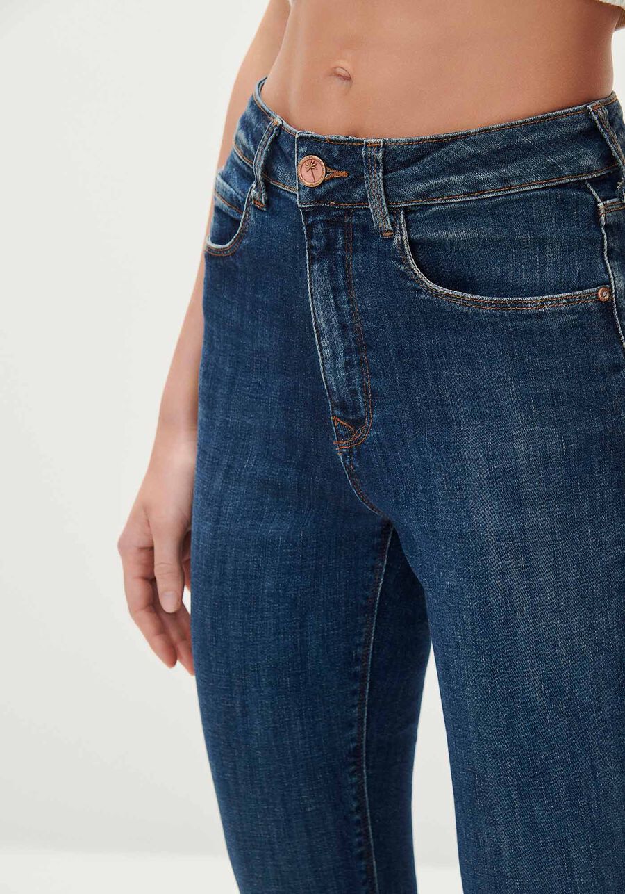 Calça Jeans Skinny Escura com Cintura Alta, JEANS. Calça Jeans Skinny Escura com Cintura Alta, JEANS, large.