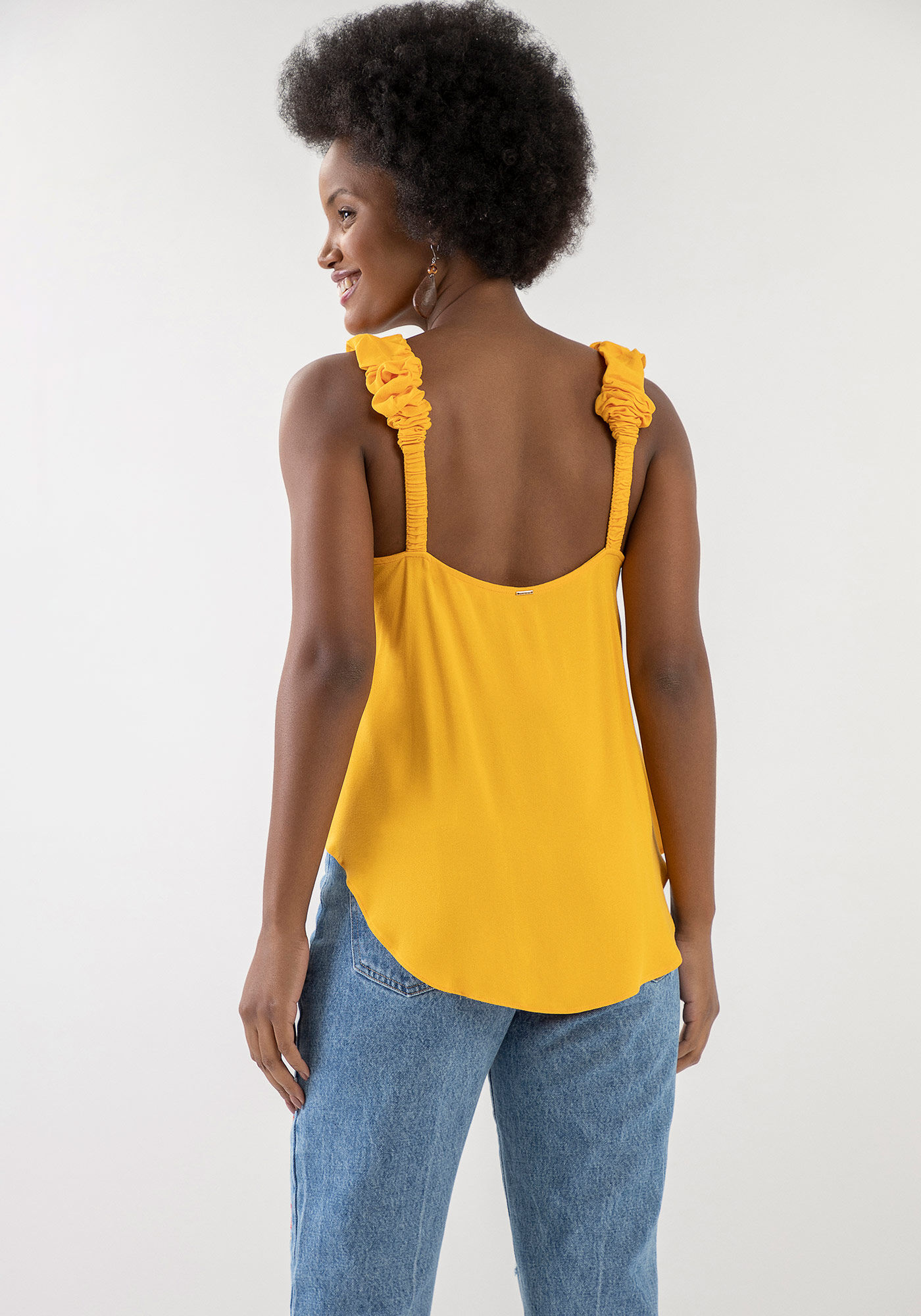 Blusa em Crepe com Al&ccedil;as Franzidas, , large.