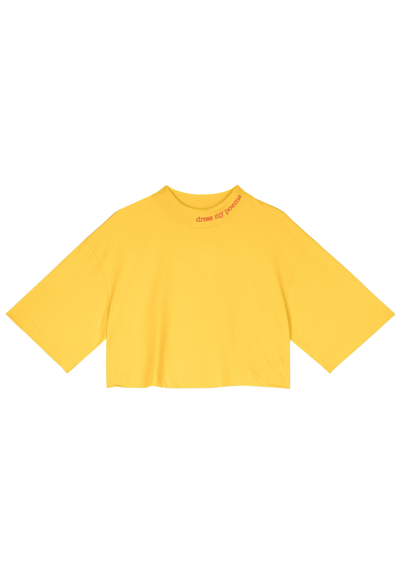 T-shirt Cropped Oversized com Gola, AMARELO RADIANTE, large.