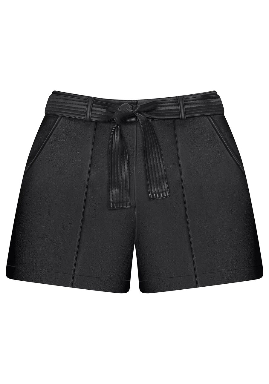 Shorts Cintura Alta Cinto PU, , large.