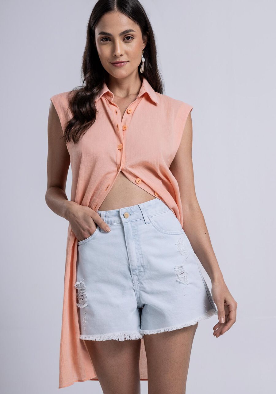 Shorts Sarja Califórnia Estonado Cintura Super Alta, . Shorts Sarja Califórnia Estonado Cintura Super Alta, , large.