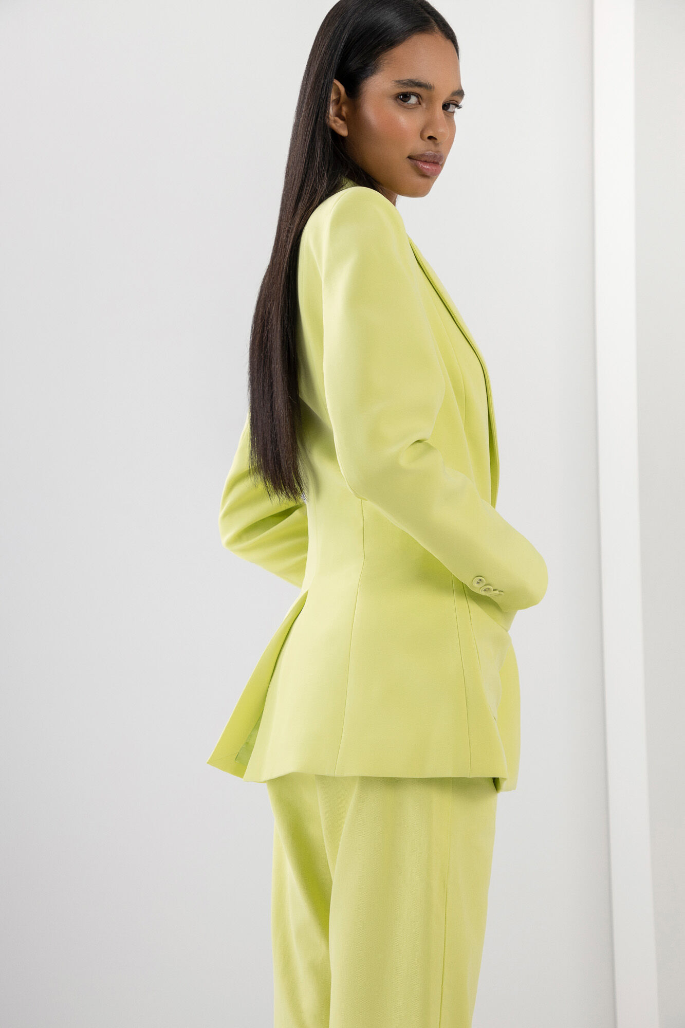 Blazer Alongado em Tecido Plano com Bolsos, , large.