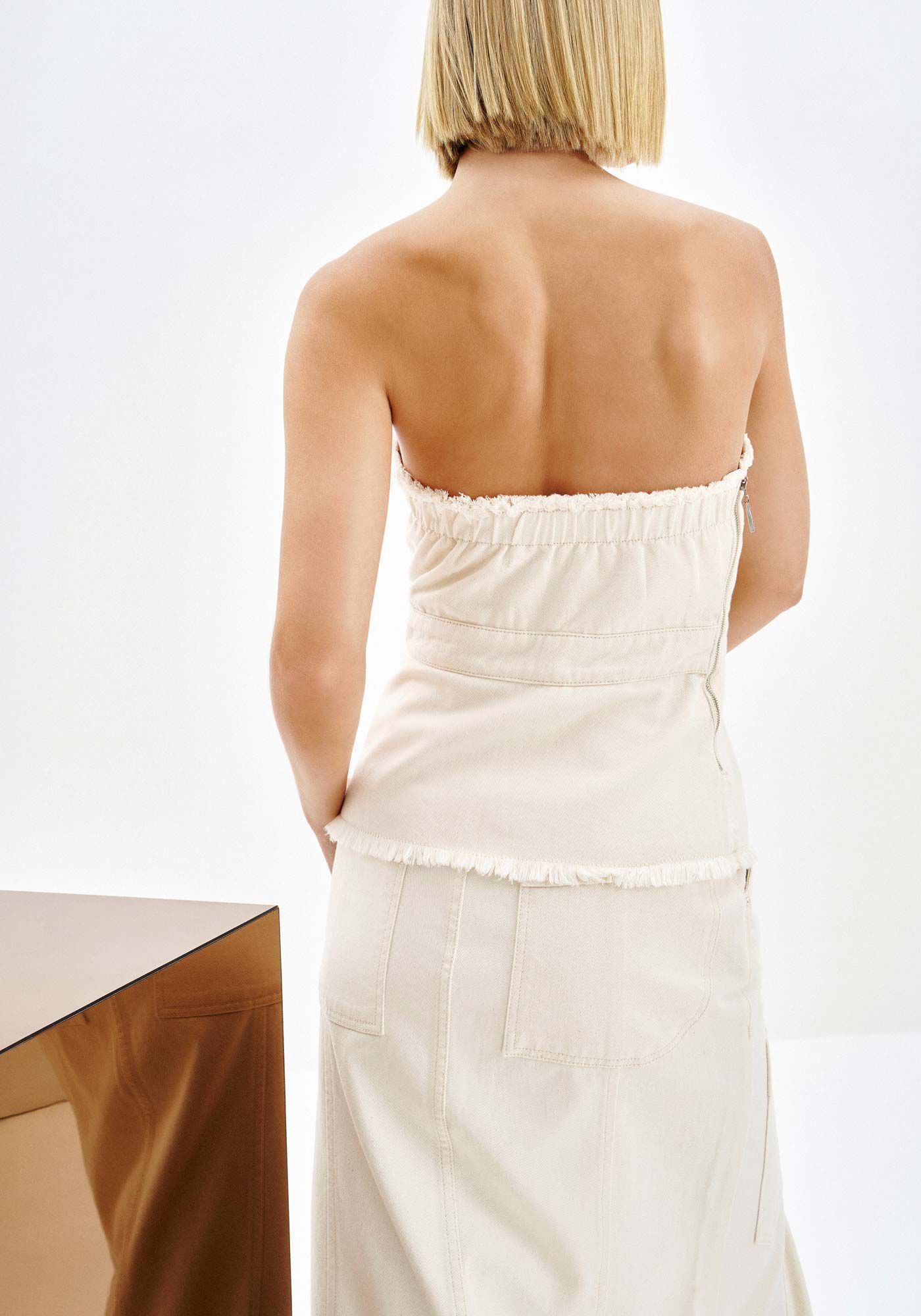 Blusa Sarja Tomara que Caia com Barra Desfiada, OFF WHITE, large.