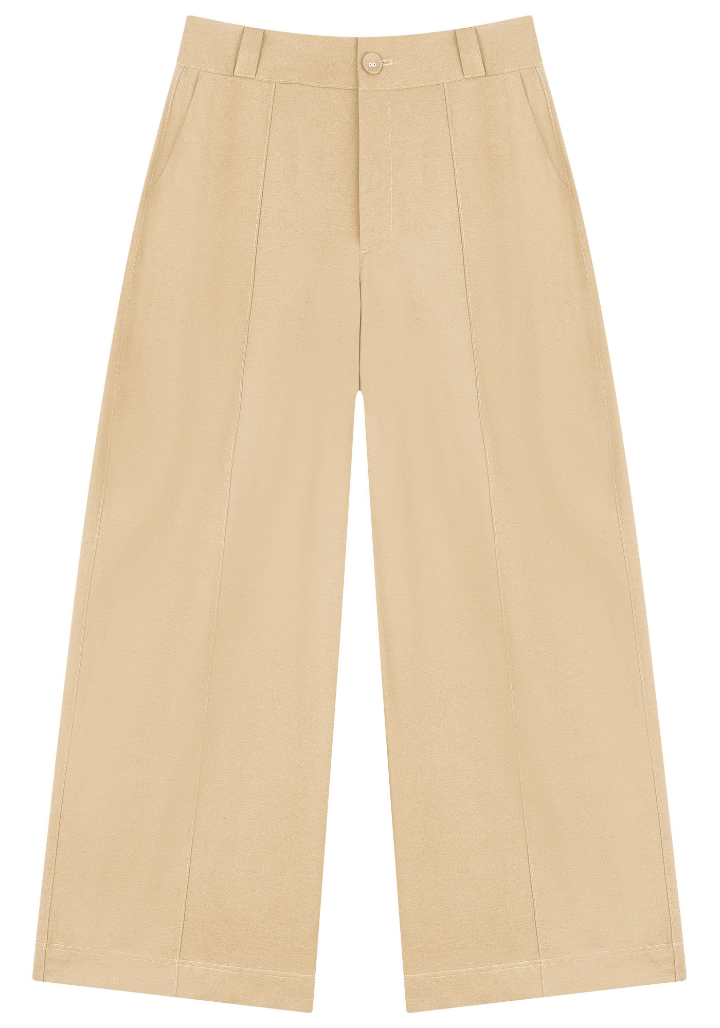 Cal&ccedil;a Reta Alfaiataria Ampla com Cintura M&eacute;dia, , large.