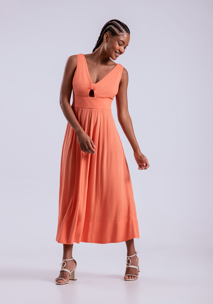 Vestido Midi Viscose com Recorte Busto, . Vestido Midi Viscose com Recorte Busto, , large.