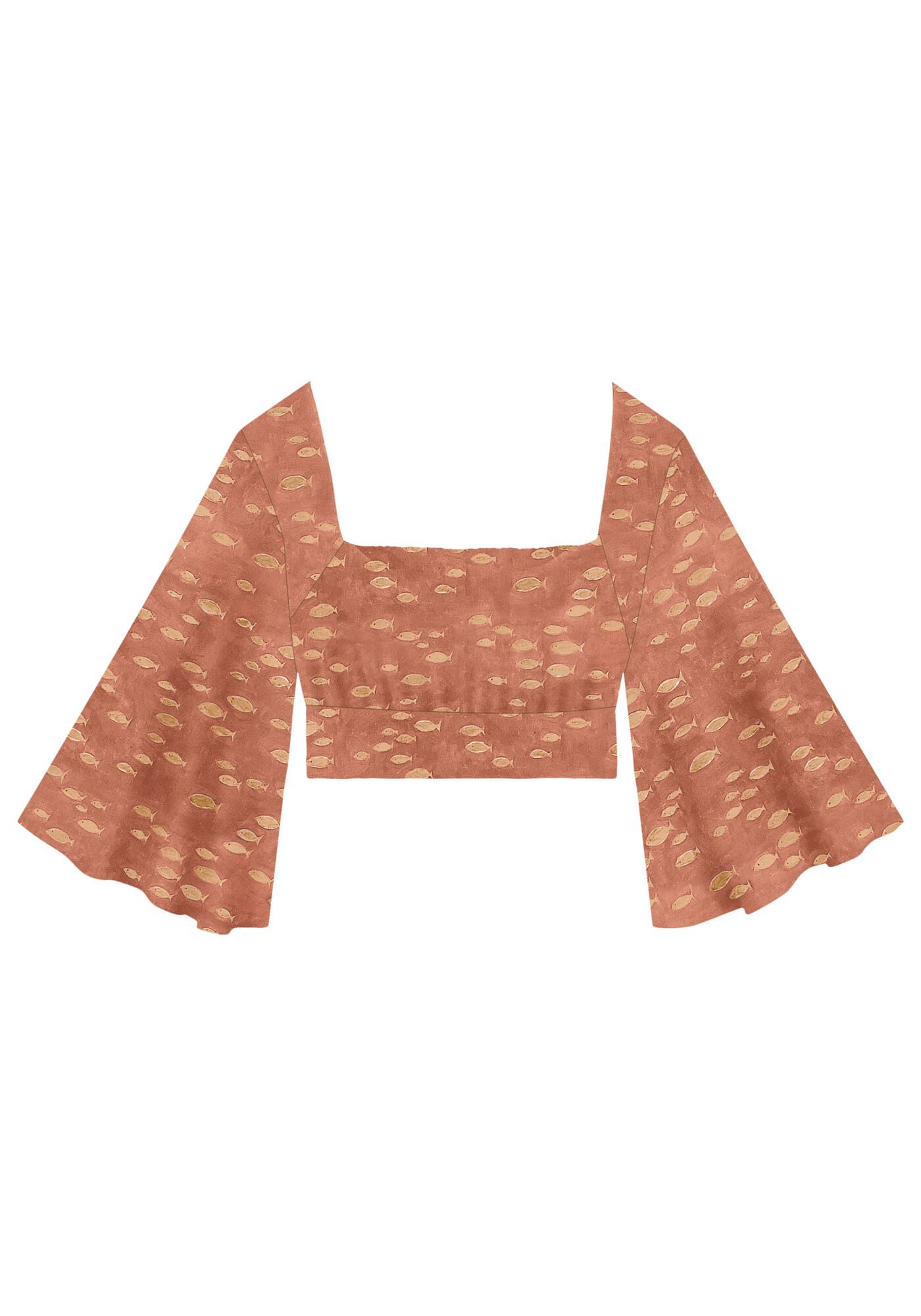 Blusa Estampada em Viscose com Manga Sino, , large.