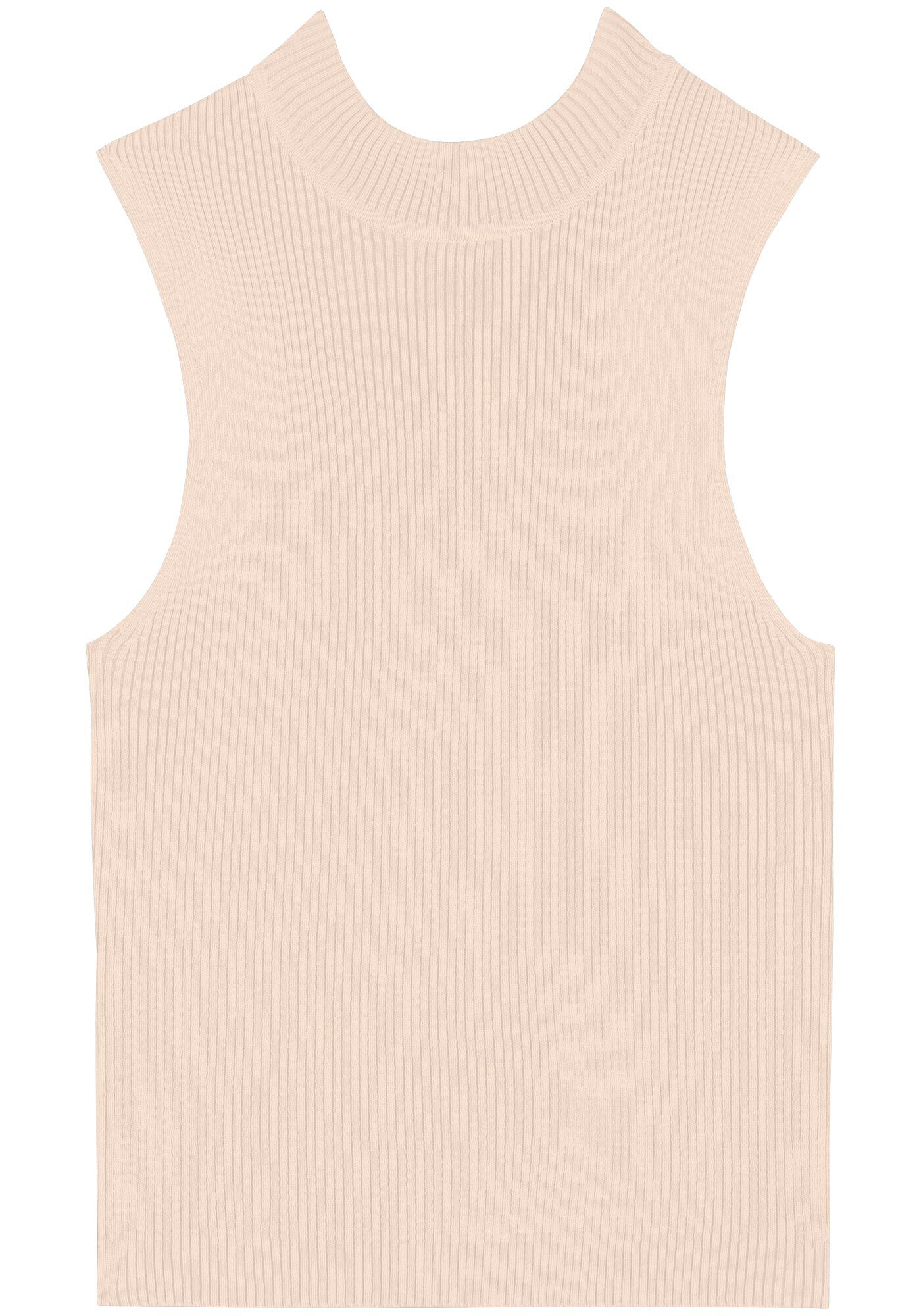 Blusa Justa Sem Mangas Com Gola Alta Em Malha De Tric&ocirc;, , large.