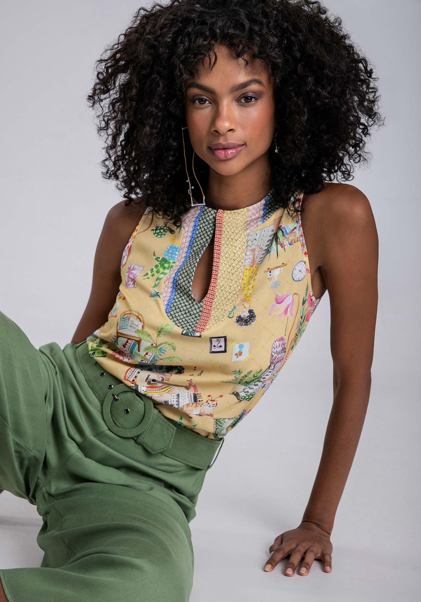 Blusa Sem Mangas com Recorte Decote, DOCE LAR, large.