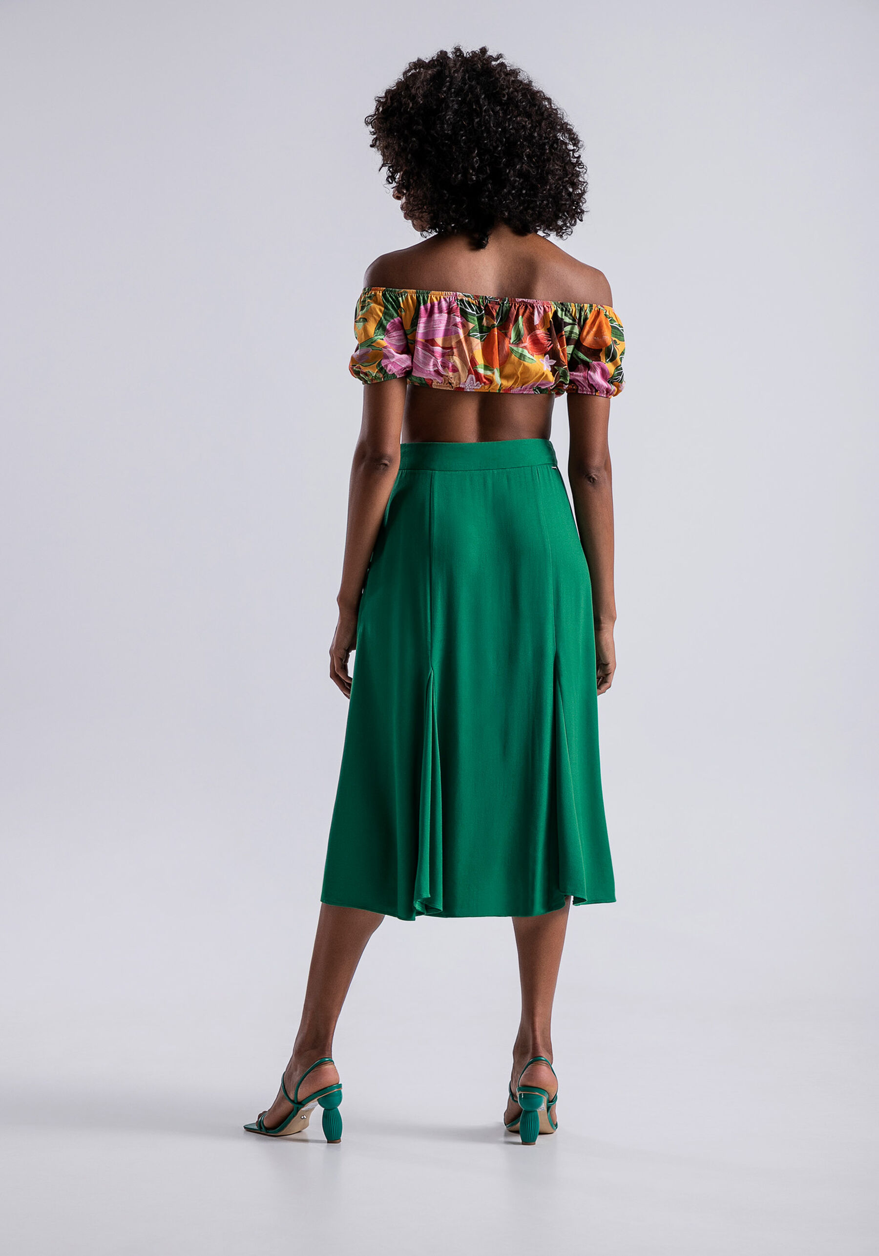 Saia Midi em Crepe com Botões, . Saia Midi em Crepe com Botões, , large.