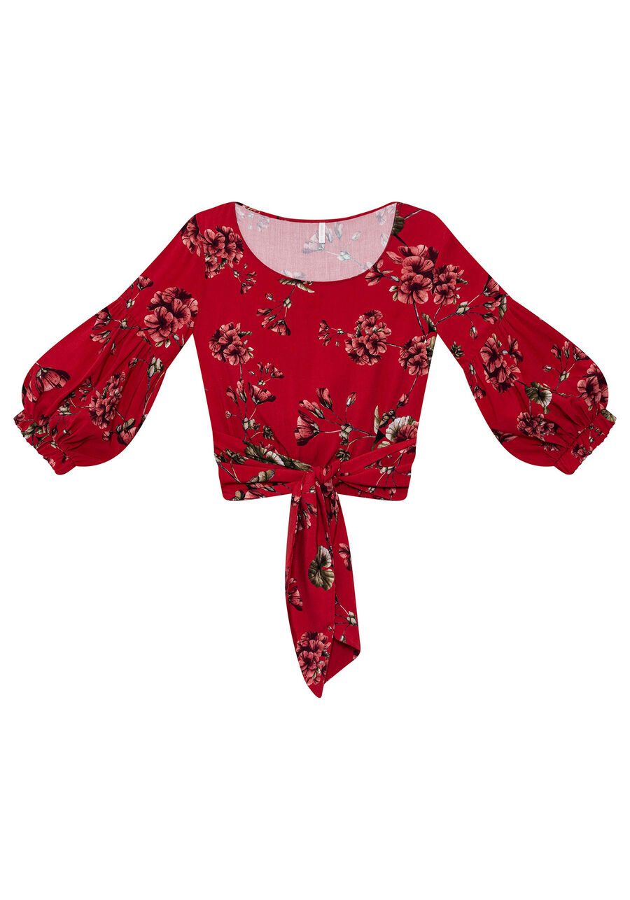 Blusa Cropped Manga 3/4 Estampa, . Blusa Cropped Manga 3/4 Estampa, , large.