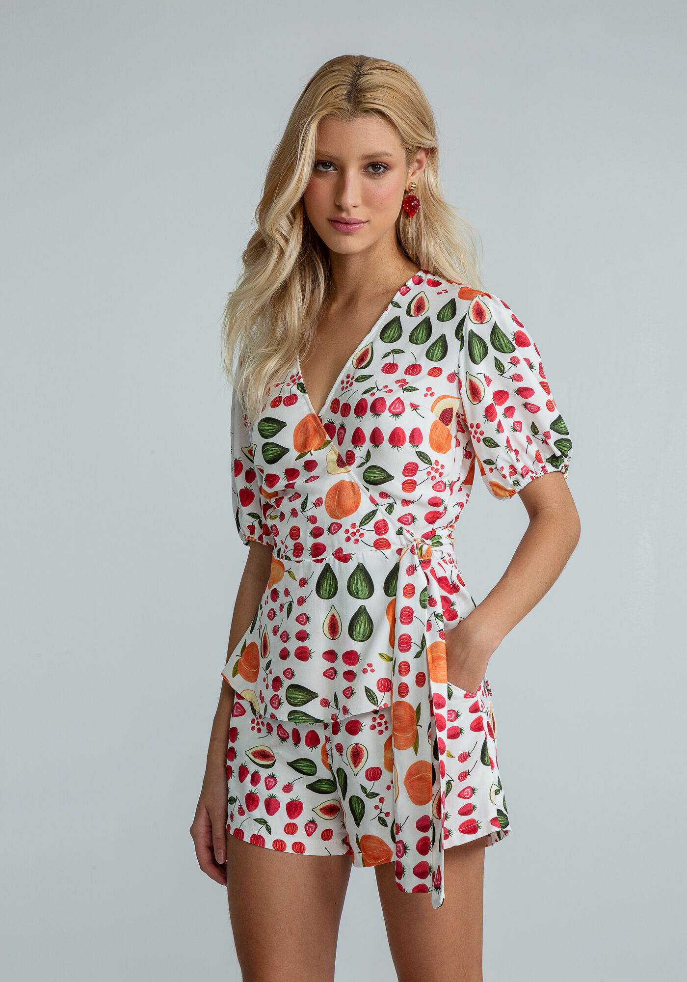 Blusa Transpassada Manga Bufante, , large.