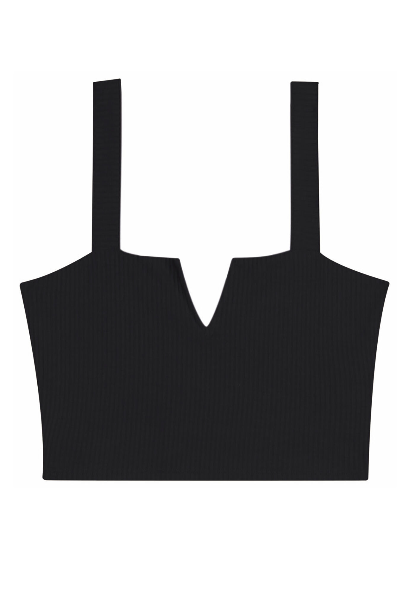 Blusa Cropped Canelada com Recorte V, , large.